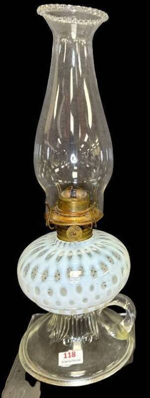 Opalescent Glass Finger Hold Oil Lamp