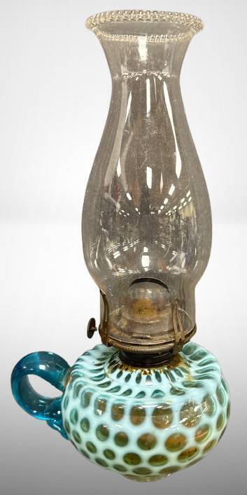 Opalescent Glass Finger Hold Oil Lamp