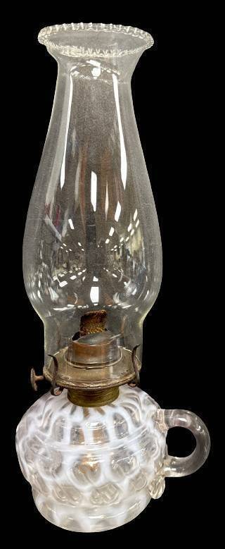 Opalescent Glass Finger Hold Oil Lamp