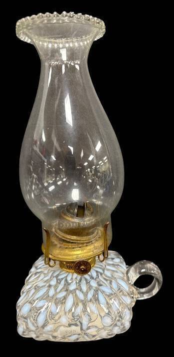 Glass Oil Lamp With Opalescent Base