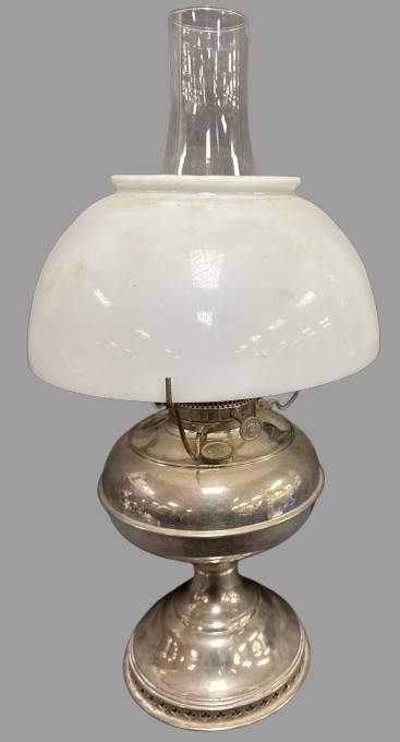 Bradley & Hubbard Oil Lamp with Glass Shade