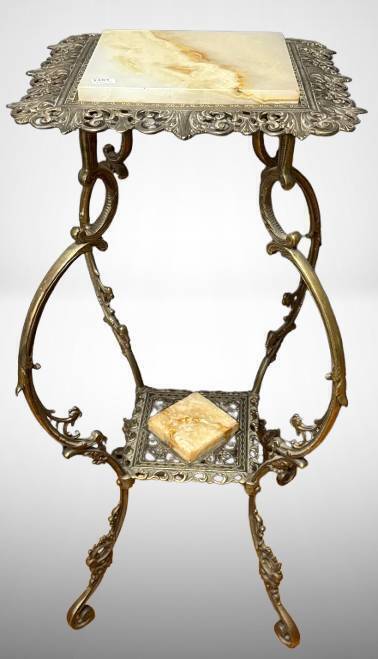 Metal and Marble Plant Stand