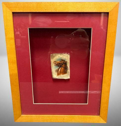 Framed Tobacco Silk Depicting Mustang Horse