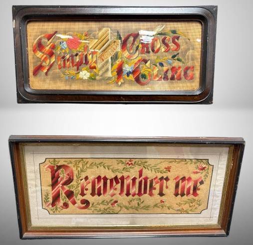 (2) Punch Paper Religious Samplers in Frames
