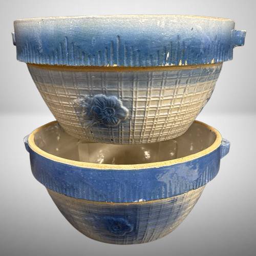 (2) Stoneware Salt Glazed Mixing Bowls