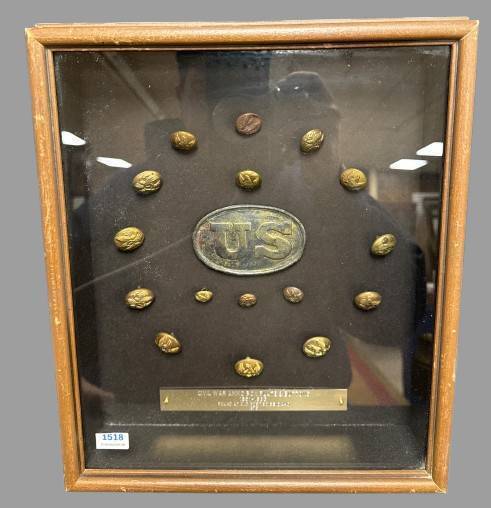 Civil War Ammo Box Plate and Buttons Display