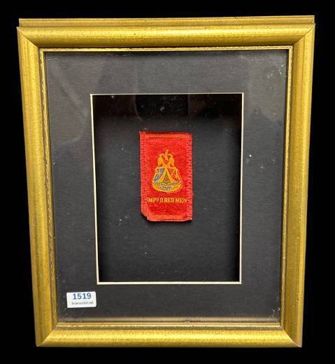 Framed Tobacco Silk Improved Order of Red Men Textile