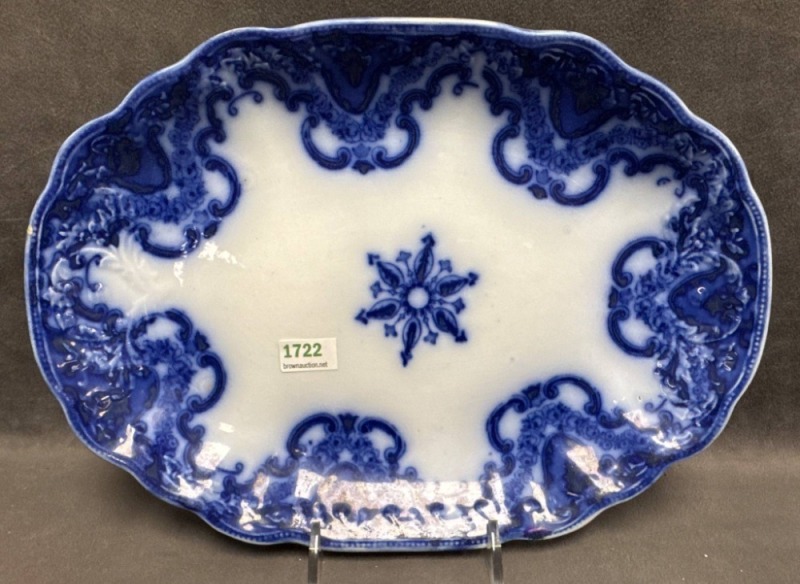 Flow Blue Knox New Wharf Pottery Platter