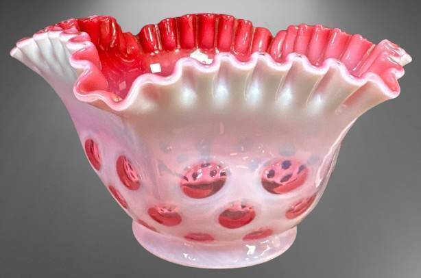 Fenton Cranberry Opalescent Glass Lamp Shade