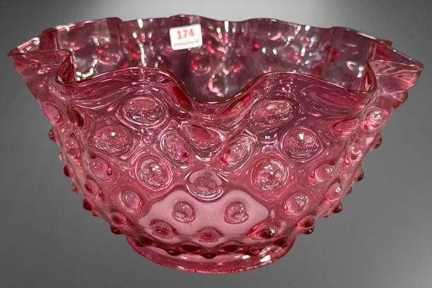 Cranberry Hobnail Glass Lamp Shade