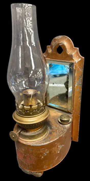 Wall-Mounted Oil Lamp with Mirror
