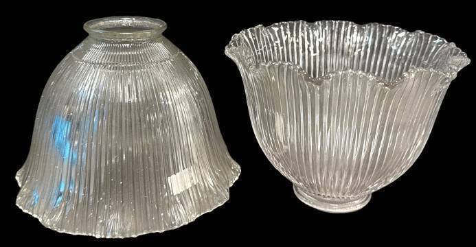 Two Decorative Ribbed Glass Shades