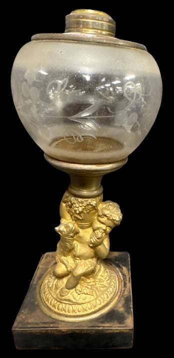 Gold Gilded Cherub Oil Lamp Base