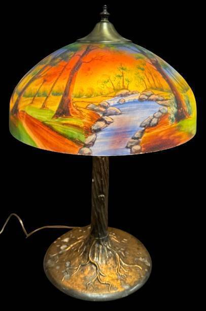 26-Inch Table Lamp With Reverse Painted Shade