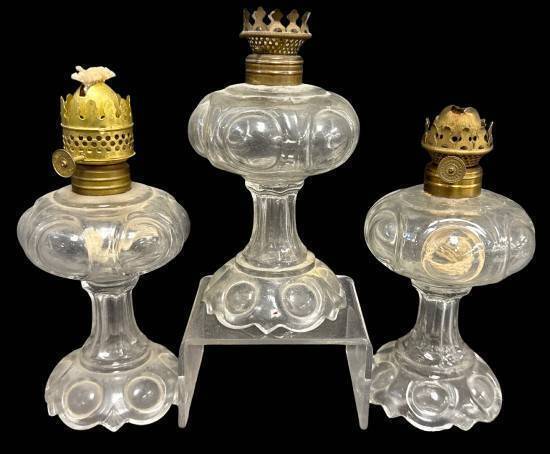 (3) Miniature Glass Oil Lamps