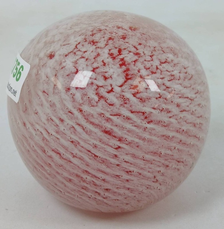 Red and White Swirl Glass Paperweight
