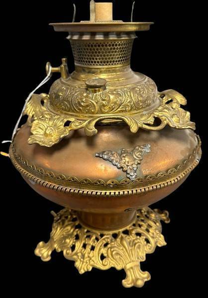 Bradley and Hubbard Brass Parlor Kerosene Lamp