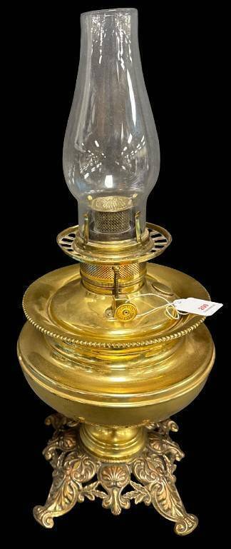 Brass Oil Lamp with Decorative Base