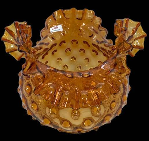 Amber Hobnail Shade With Ruffled Design
