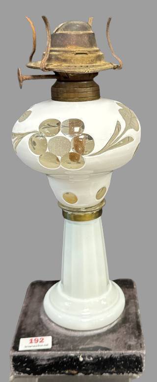 Glass Cut Overlay Oil Lamp