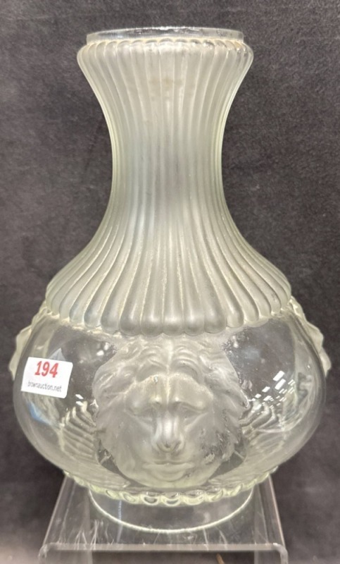 Glass Lamp Shade With Embossed Lion Motif