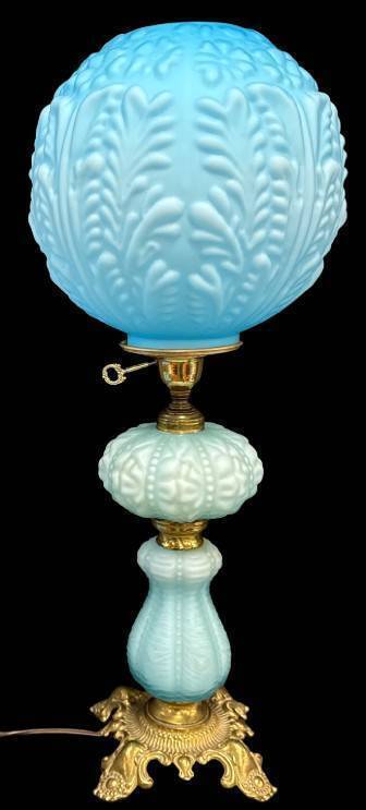 Electric Blue Satin Gone with the Wind Lamp