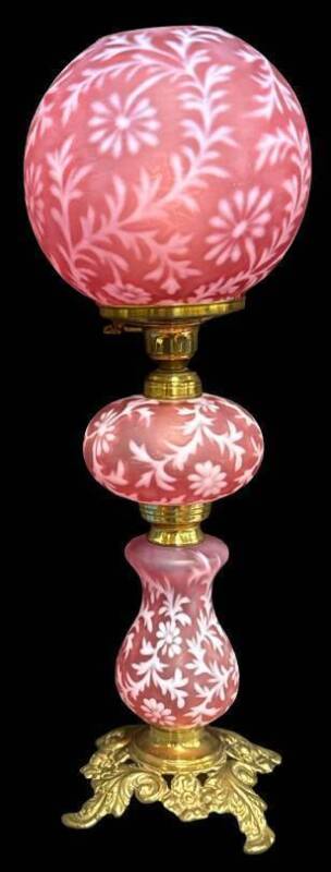 Electric Cranberry Opalescent GWTW Lamp