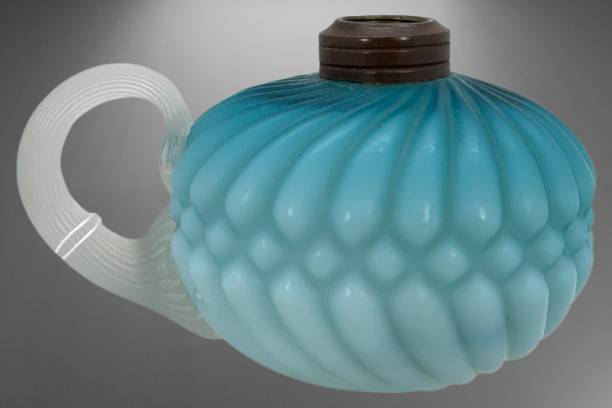 Blue Satin Glass Finger Oil Lamp