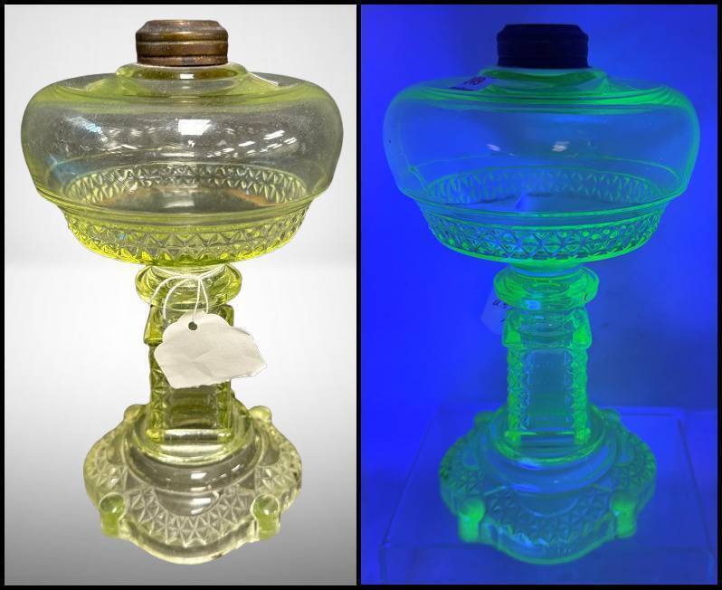 Vaseline (Uranium) Glass Aquarius Oil Lamp