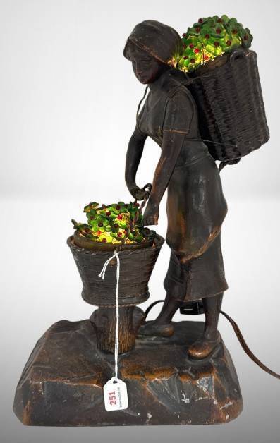 Cast Metal Figural Woman Lamp