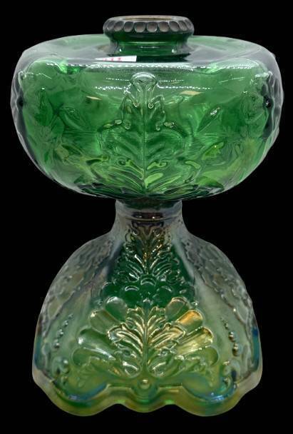 Green Carnival Glass Oil Lamp Base