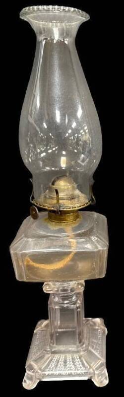 Glass Oil Lamp with Square Base