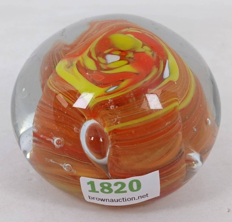 Handcrafted Glass Paperweight with Swirl Design