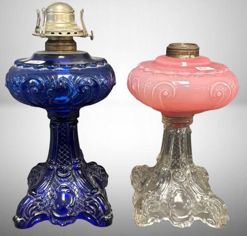 (2) Princess Feather Kerosene Lamp Bases
