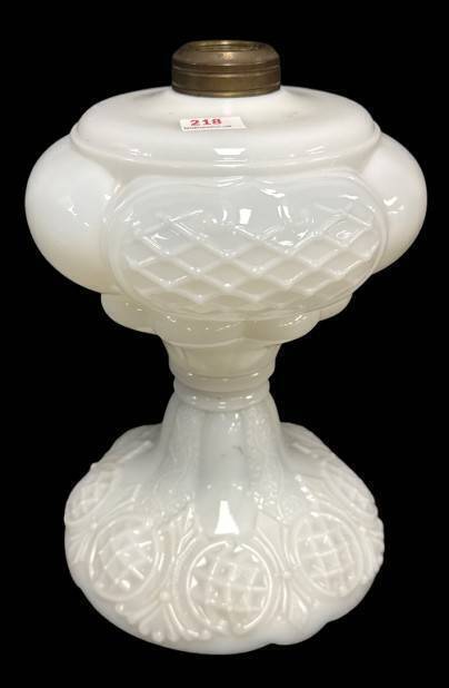 Prince Edward pattern Milk Glass Oil Lamp