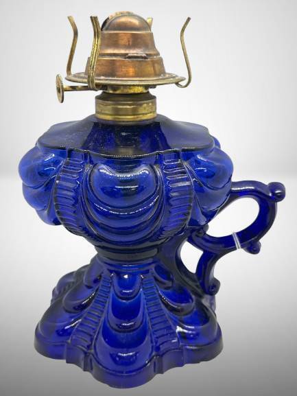Cobalt Coolidge Drape Kerosene Finger Lamp Base
