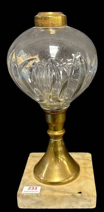 EAPG Oil Lamp on Brass and Marble Base