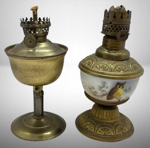 Brass and Glass Oil Lamps