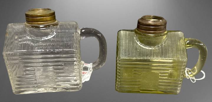 (2) Atterbury Log Cabin Oil Lamps
