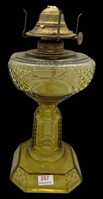 EAPG Amber Glass Oil Lamp