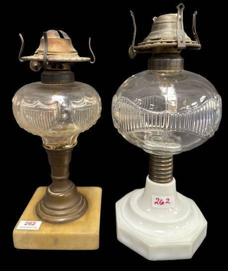 Early Kerosene Lamps with Glass Fonts