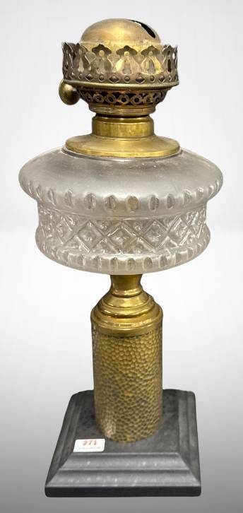 Victorian Brass and Glass Oil Lamp