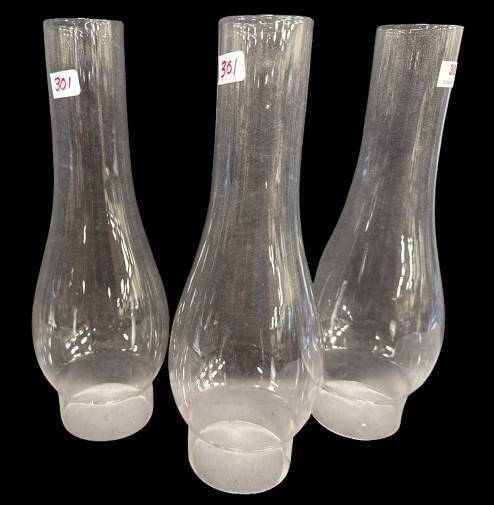 (3) Clear Glass Lamp Chimneys