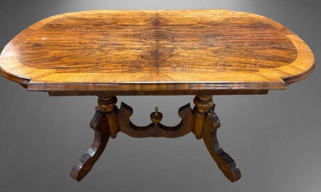 Wooden Table with Detailed Pedestal Base