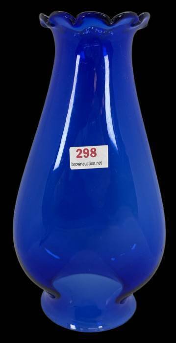Blue Oval Glass Lamp Chimney, 6.5 Inches