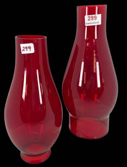 Oil Lamp Chimneys, Red Glass