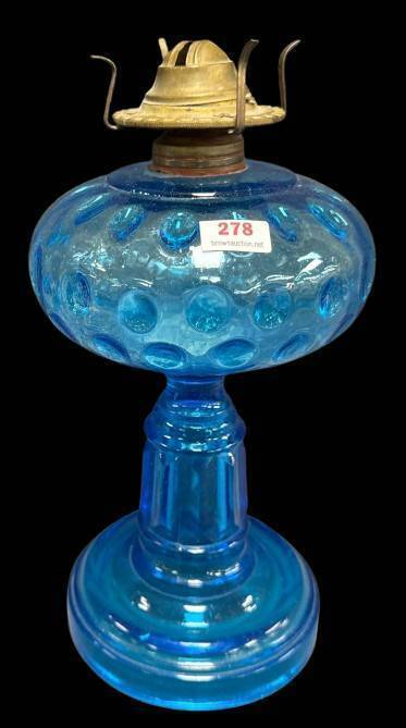 Blue Coin Dot Glass Oil Lamp