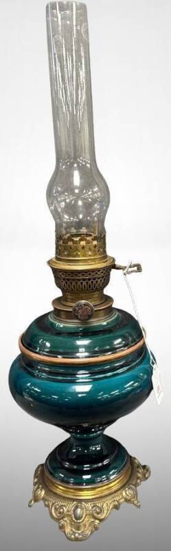 Pottery Lamp with Glass Oil Reservoir