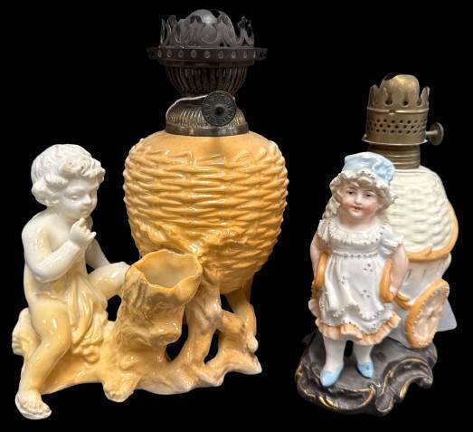 Figural Porcelain Oil Lamps