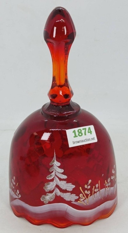 Fenton Handpainted Ruby Glass Bell